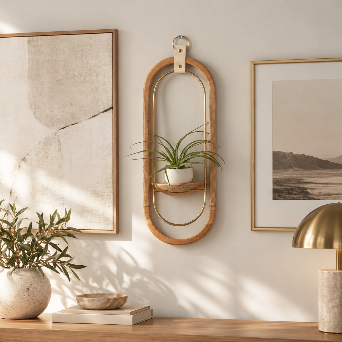 Crescent Air Plant Shelf + Pot
