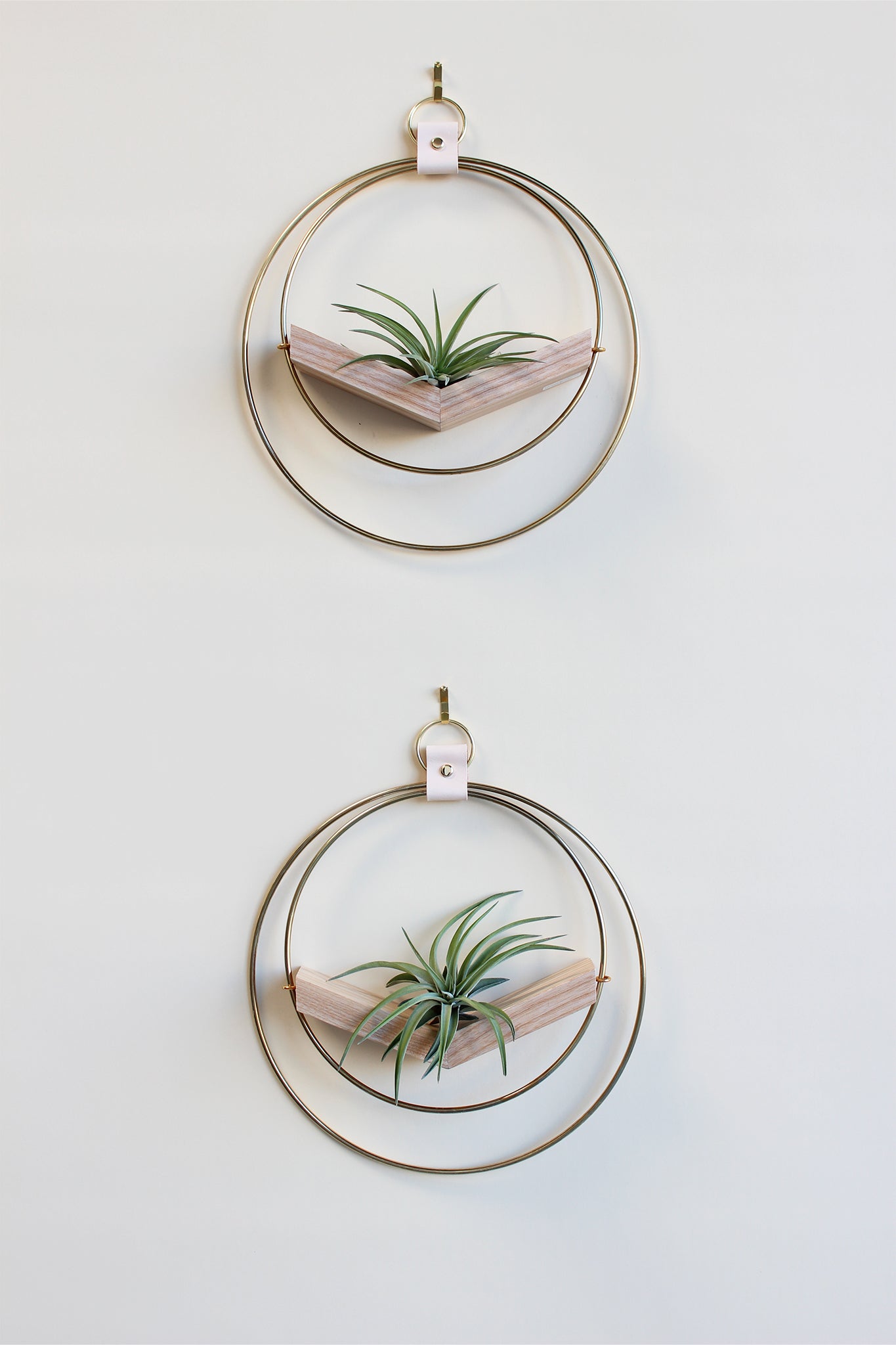 modern wall decor small v hanging gold plant shelf with light stained wood for air plants