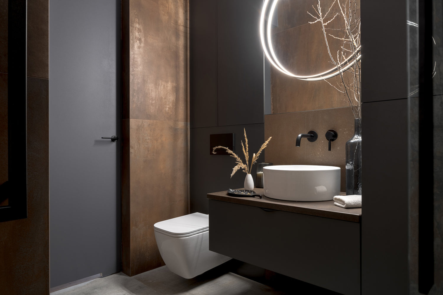 dark and moody modern bathroom