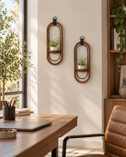 Crescent Air Plant Shelf + Pot Duo