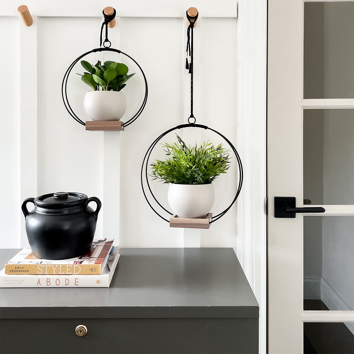 black ceramic hanging planter Plant Hanger