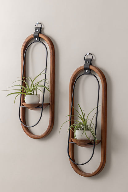Crescent Air Plant Shelf + Pot Duo