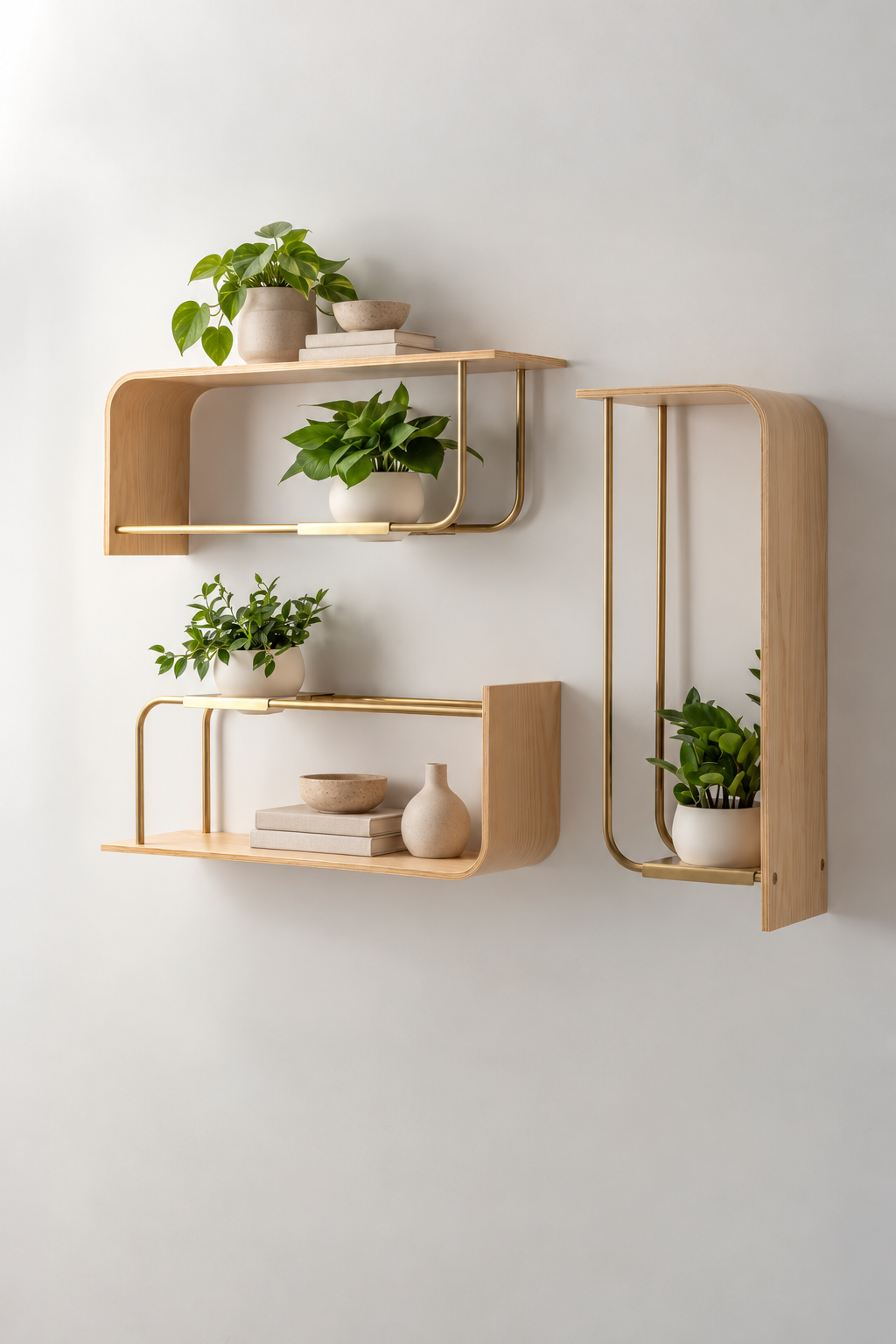 Curve Wall Shelf + Pot Trio