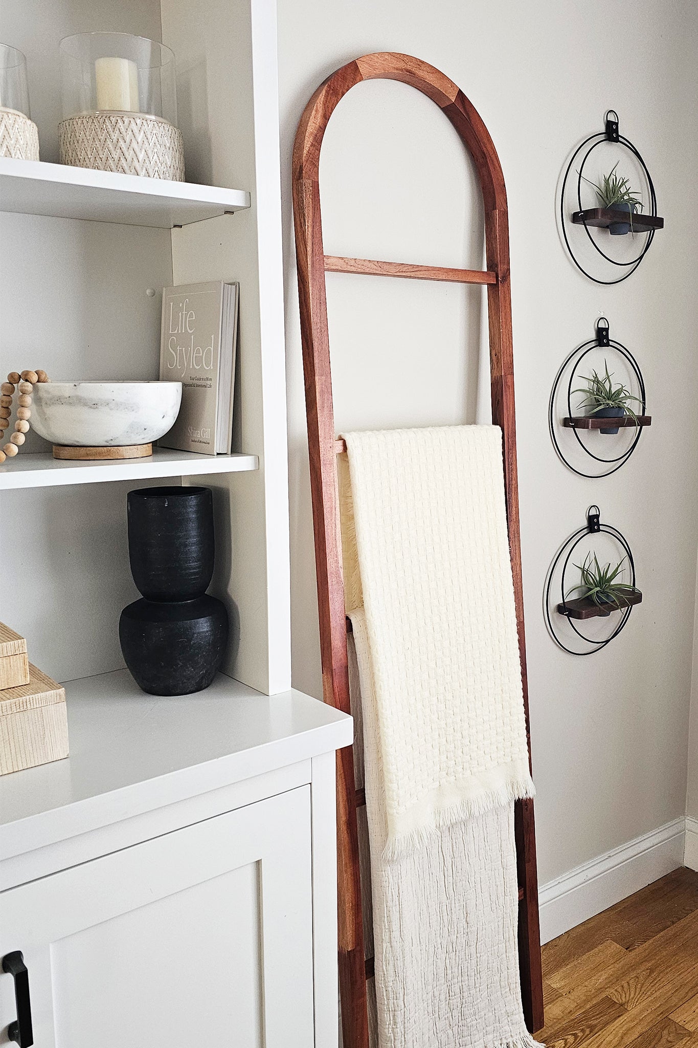 hanging plants on towel rack Air Plant Shelf + Pot Trio