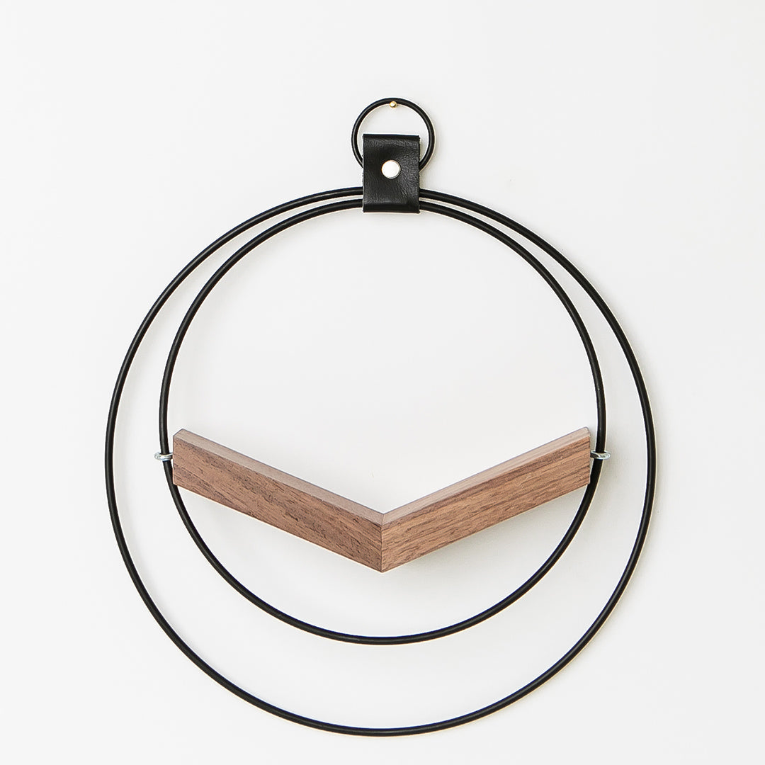 small air plant hanger with black metal and walnut wood base without a plant
