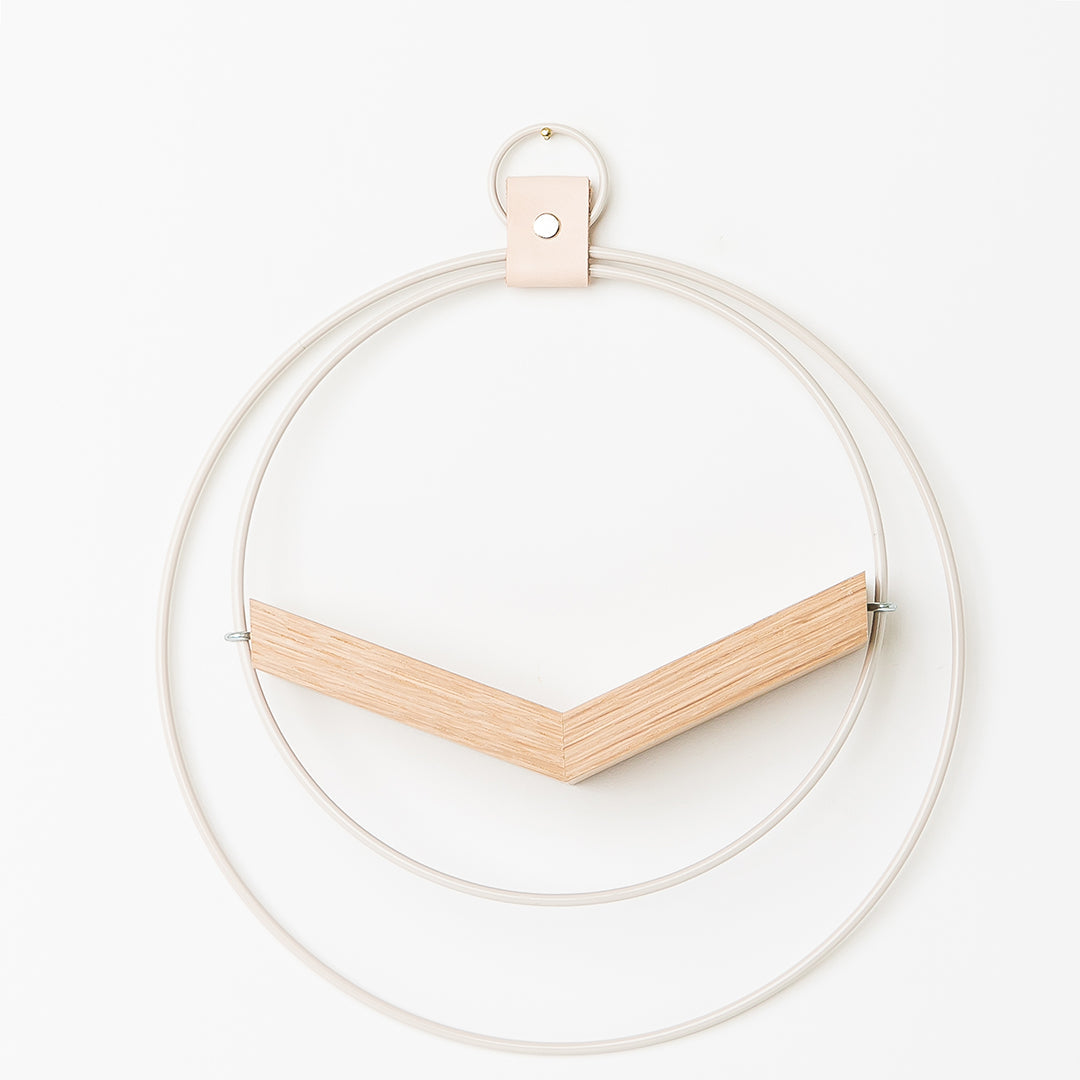 small air plant hanger with white metal and white oak wood base without a plant